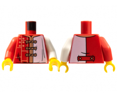 Torso Tang Jacket, White Left Side, Medium Nougat Hems and Lacing Pattern / White Arm Left / Red Arm Right / Yellow Hands