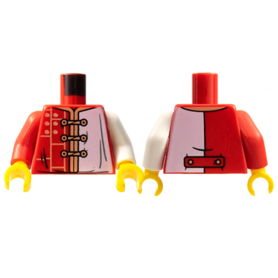Torso Tang Jacket, White Left Side, Medium Nougat Hems and Lacing Pattern / White Arm Left / Red Arm Right / Yellow Hands