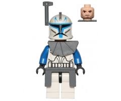 Clone Trooper Captain Rex, 501st Legion (Phase 1) - Dark Bluish Gray Rangefinder, Pauldron, and Kama, Large Eyes