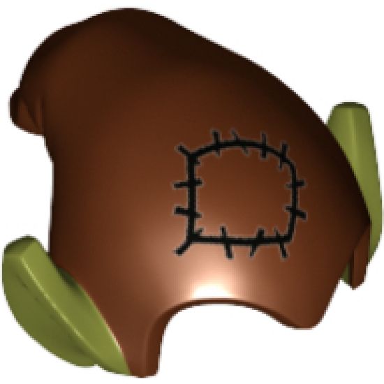 Minifigure, Headgear Hat, Elf Drooping with Pointed Ears with Reddish Brown Top and Patch Pattern