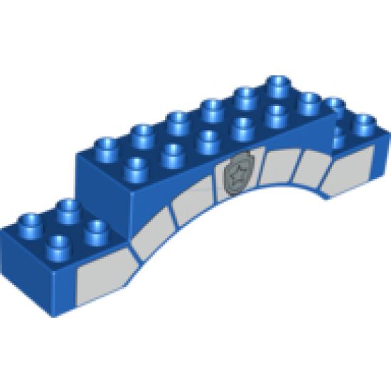 Duplo, Brick 2 x 10 x 2 Arch with Stonework and Silver Star Badge Pattern