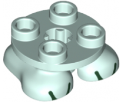 Legs with Plate Round 2 x 2 and Axle Hole - 2 Feet with Dark Green Lines Pattern (Super Mario Bony Beetle)