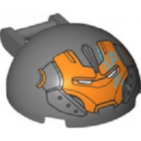 Windscreen 4 x 4 x 1 2/3 Canopy Half Sphere with Bar Handle and Orange Iron Man Face Pattern