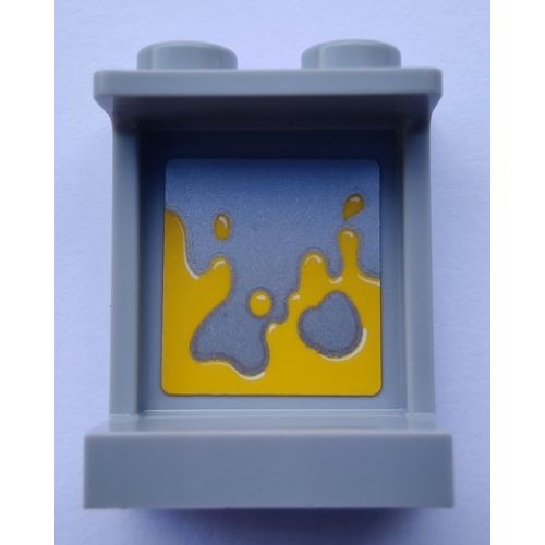 Panel 1 x 2 x 2 with Side Supports - Hollow Studs with Yellow Splattered Oil Spill Pattern (Sticker) - Set 80012