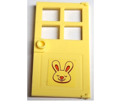 Door 1 x 4 x 6 with 4 Panes and Stud Handle with Bunny / Rabbit Head Pattern (Sticker) - Set 40449