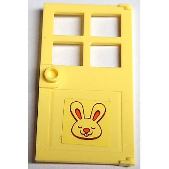 Door 1 x 4 x 6 with 4 Panes and Stud Handle with Bunny / Rabbit Head Pattern (Sticker) - Set 40449