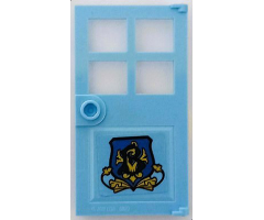 Door 1 x 4 x 6 with 4 Panes and Stud Handle with Beauxbatons Crest with Dark Blue Letter B and Gold Leaves Pattern Model Left Side (Sticker) - Set 75958