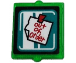 Glass for Window 1 x 2 x 2 Flat Front with White Note with Red 'out of order' and Tape Pattern (Sticker) - Set 80011