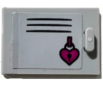 Container, Cupboard 2 x 3 x 2 Door with Black Vent Lines, Locker, and Magenta Heart Padlock Pattern (Sticker) - Set 41372