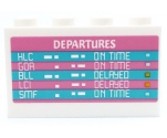 Panel 1 x 4 x 2 with Side Supports - Hollow Studs with Dark Pink and Medium Azure Departures Schedule Pattern (Sticker) - Set 41429