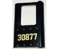 Door 1 x 4 x 5 Train Right, Thick Support at Bottom with Gold '30877' and Rivets Pattern (Sticker) - Set 70424