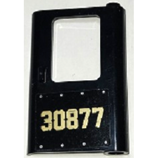 Door 1 x 4 x 5 Train Right, Thick Support at Bottom with Gold '30877' and Rivets Pattern (Sticker) - Set 70424