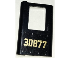 Door 1 x 4 x 5 Train Left, Thin Support at Bottom with Gold '30877' and Rivets Pattern (Sticker) - Set 70424