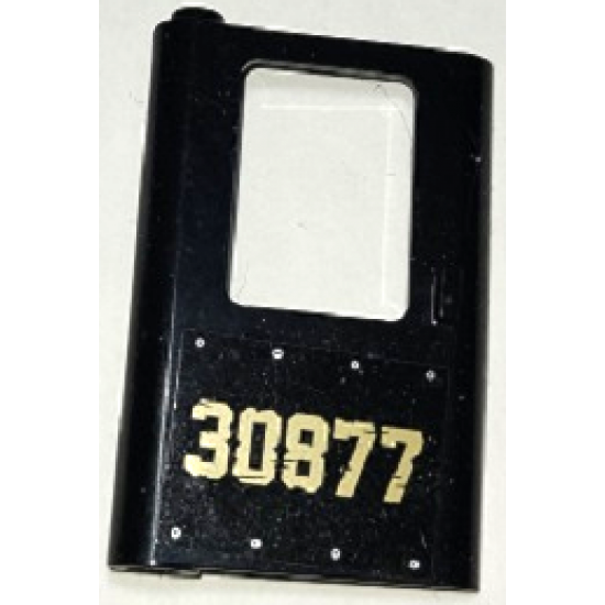 Door 1 x 4 x 5 Train Left, Thin Support at Bottom with Gold '30877' and Rivets Pattern (Sticker) - Set 70424