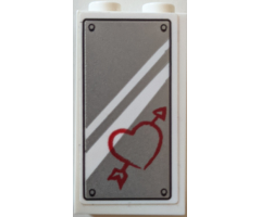 Panel 1 x 2 x 3 with Side Supports - Hollow Studs with Mirror with White Stripes and Red Heart with Arrow Pattern (Sticker) - Set 60246