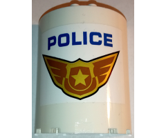 Cylinder Half 3 x 6 x 6 with 1 x 2 Cutout with Blue 'POLICE' and Gold Badge with Wings Pattern (Sticker) - Set 60210