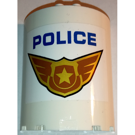 Cylinder Half 3 x 6 x 6 with 1 x 2 Cutout with Blue 'POLICE' and Gold Badge with Wings Pattern (Sticker) - Set 60210