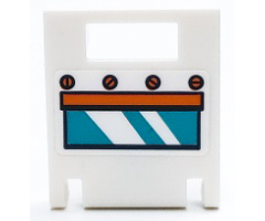 Container, Box 2 x 2 x 2 Door with Slot with Oven Window with Dark Turquoise Glass, Orange Handle and Knobs Pattern (Sticker) - Set 41428