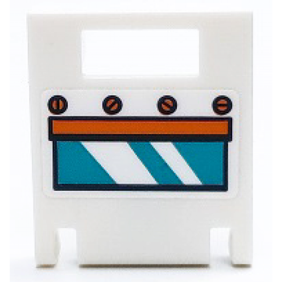 Container, Box 2 x 2 x 2 Door with Slot with Oven Window with Dark Turquoise Glass, Orange Handle and Knobs Pattern (Sticker) - Set 41428