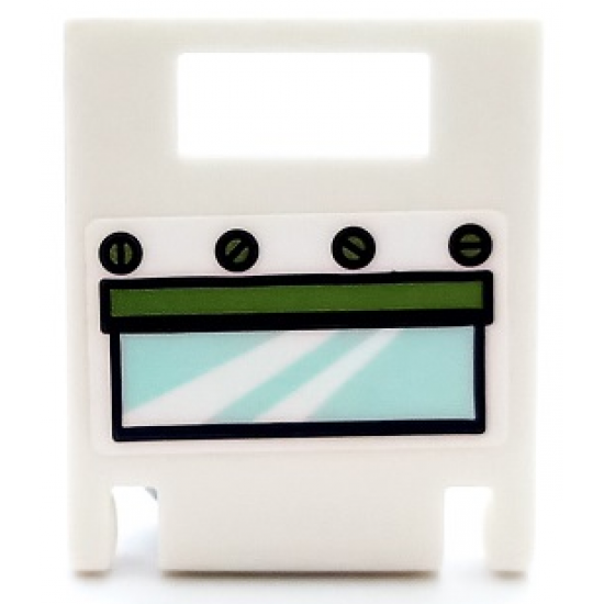 Container, Box 2 x 2 x 2 Door with Slot with Oven Window with Light Aqua Glass, Green Handle and Knobs Pattern (Sticker) - Set 41393