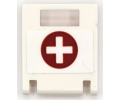 Container, Box 2 x 2 x 2 Door with Slot with White Cross in Red Circle Pattern (Sticker) - Set 42069