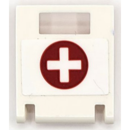 Container, Box 2 x 2 x 2 Door with Slot with White Cross in Red Circle Pattern (Sticker) - Set 42069