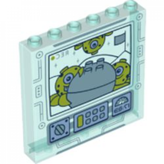 Panel 1 x 6 x 5 with Aliens and Rock Boulder on Screen with Buttons and Dials Pattern