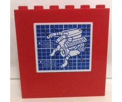 Panel 1 x 6 x 5 with White Engine on Blue Background Pattern (Sticker) - Set 75882