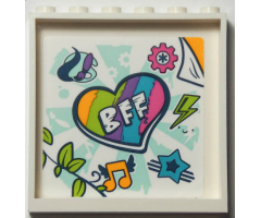 Panel 1 x 6 x 5 with 'BFF' on Rainbow Heart, Paint Palette, Gear, Lightning Bolt, Star, Music Note, and Leaves Pattern (Sticker) - Set 41395