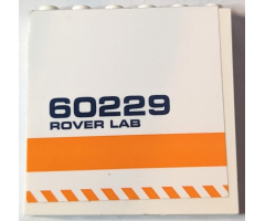 Panel 1 x 6 x 5 with Dark Blue '60229 ROVER LAB', Orange Stripe and Danger Stripes Pattern (Sticker) - Set 60229