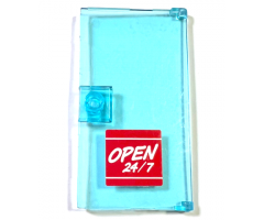 Door 1 x 4 x 6 with Stud Handle with 'OPEN 24/7' Sign on Red Background Pattern (Sticker) - Set 60132