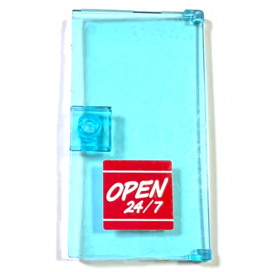 Door 1 x 4 x 6 with Stud Handle with 'OPEN 24/7' Sign on Red Background Pattern (Sticker) - Set 60132