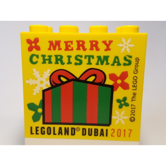 Brick 2 x 4 x 3 with Merry Christmas Legoland Dubai 2017 Pattern