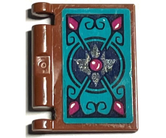 Minifigure, Utensil Book Cover with Dark Blue and Magenta Elves Scrollwork on Dark Turquoise Background Pattern (Sticker) - Set 41194