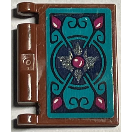 Minifigure, Utensil Book Cover with Dark Blue and Magenta Elves Scrollwork on Dark Turquoise Background Pattern (Sticker) - Set 41194