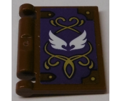 Minifigure, Utensil Book Cover with White Wings and Gold Filigree on Dark Purple Background Pattern (Sticker) - Set 41184