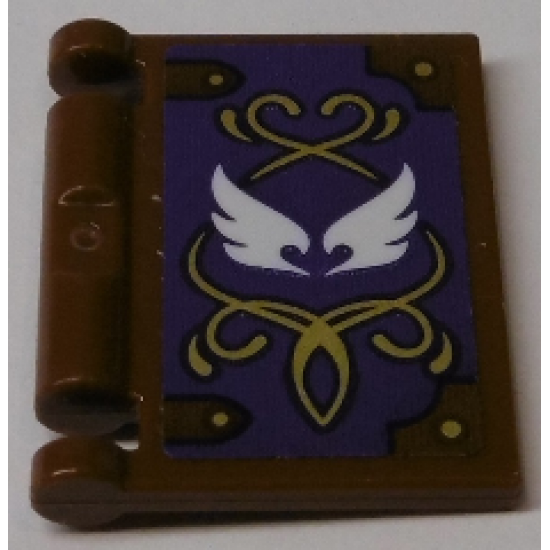 Minifigure, Utensil Book Cover with White Wings and Gold Filigree on Dark Purple Background Pattern (Sticker) - Set 41184