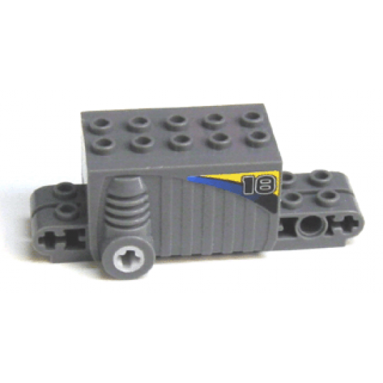 Pullback Motor 9 x 4 x 2 2/3 with Number 18 Pattern on Both Sides (Stickers) - Set 8383