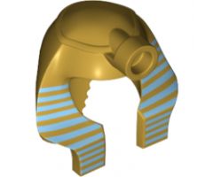 Minifigure, Headgear Headdress Mummy with Medium Blue Stripes on Metallic Gold Pattern