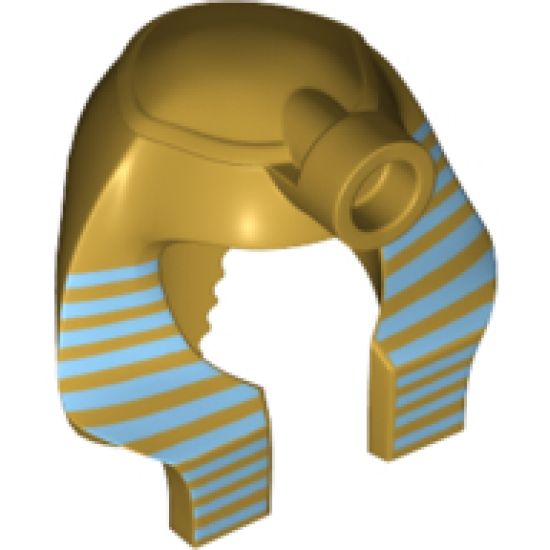 Minifigure, Headgear Headdress Mummy with Medium Blue Stripes on Metallic Gold Pattern