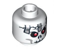 Minifigure, Head Skull Cracked with Metal Plates Pattern - Hollow Stud