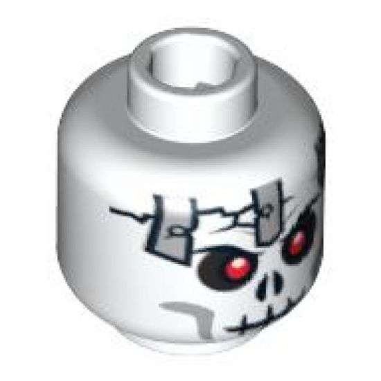 Minifigure, Head Skull Cracked with Metal Plates Pattern - Hollow Stud