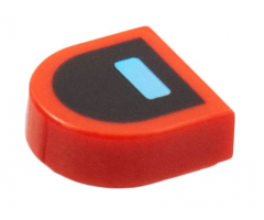 Tile, Round 1 x 1 Half Circle Extended with Bright Light Blue Rectangle on Black Background Pattern