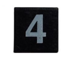 Tile 1 x 1 with White Number 4 Pattern