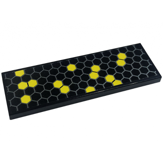 Tile 2 x 6 with Honeycomb with 14 Yellow Hexagons Pattern (Sticker) - Set 76904
