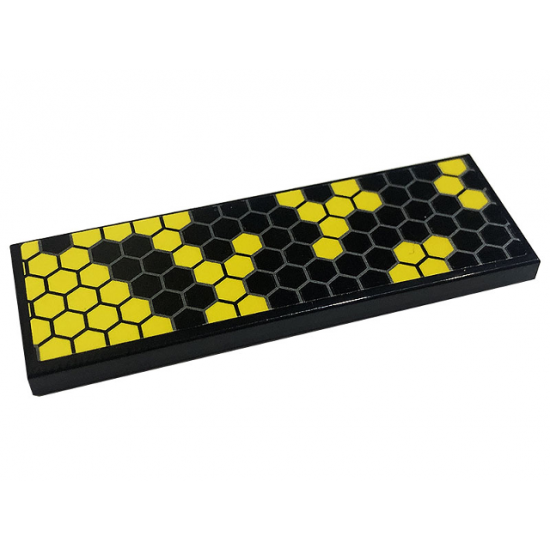 Tile 2 x 6 with Honeycomb with Yellow Hexagons Pattern (Sticker) - Set 76904