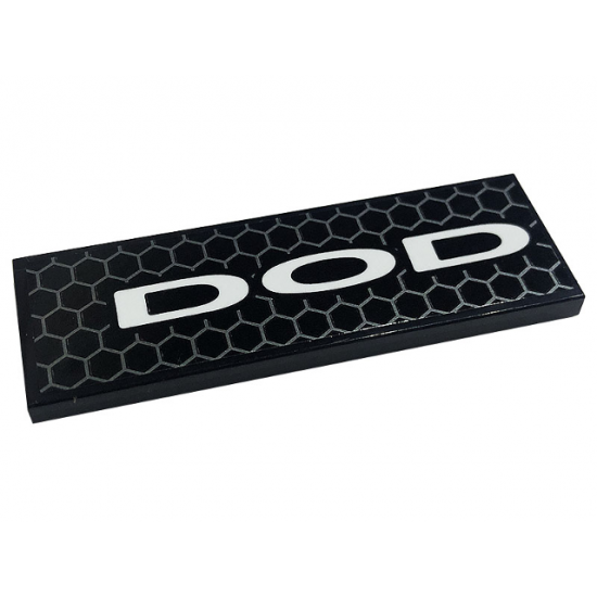 Tile 2 x 6 with Honeycomb, White 'DOD' Pattern Model Right Side (Sticker) - Set 76904