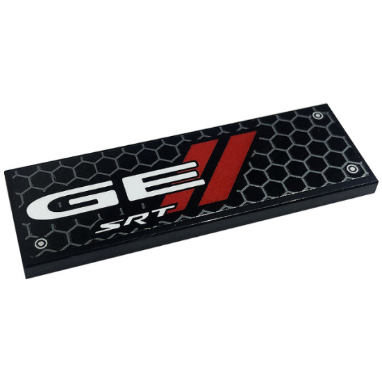 Tile 2 x 6 with Honeycomb, White 'GE', 'SRT',  Rivets and Red Stripes Pattern Model Right Side (Sticker) - Set 76904