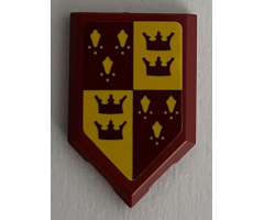 Tile, Modified 2 x 3 Pentagonal with Dark Red and Yellow Gryffindor Banner with Crowns Pattern (Sticker) - Set 76395