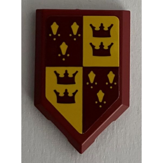 Tile, Modified 2 x 3 Pentagonal with Dark Red and Yellow Gryffindor Banner with Crowns Pattern (Sticker) - Set 76395